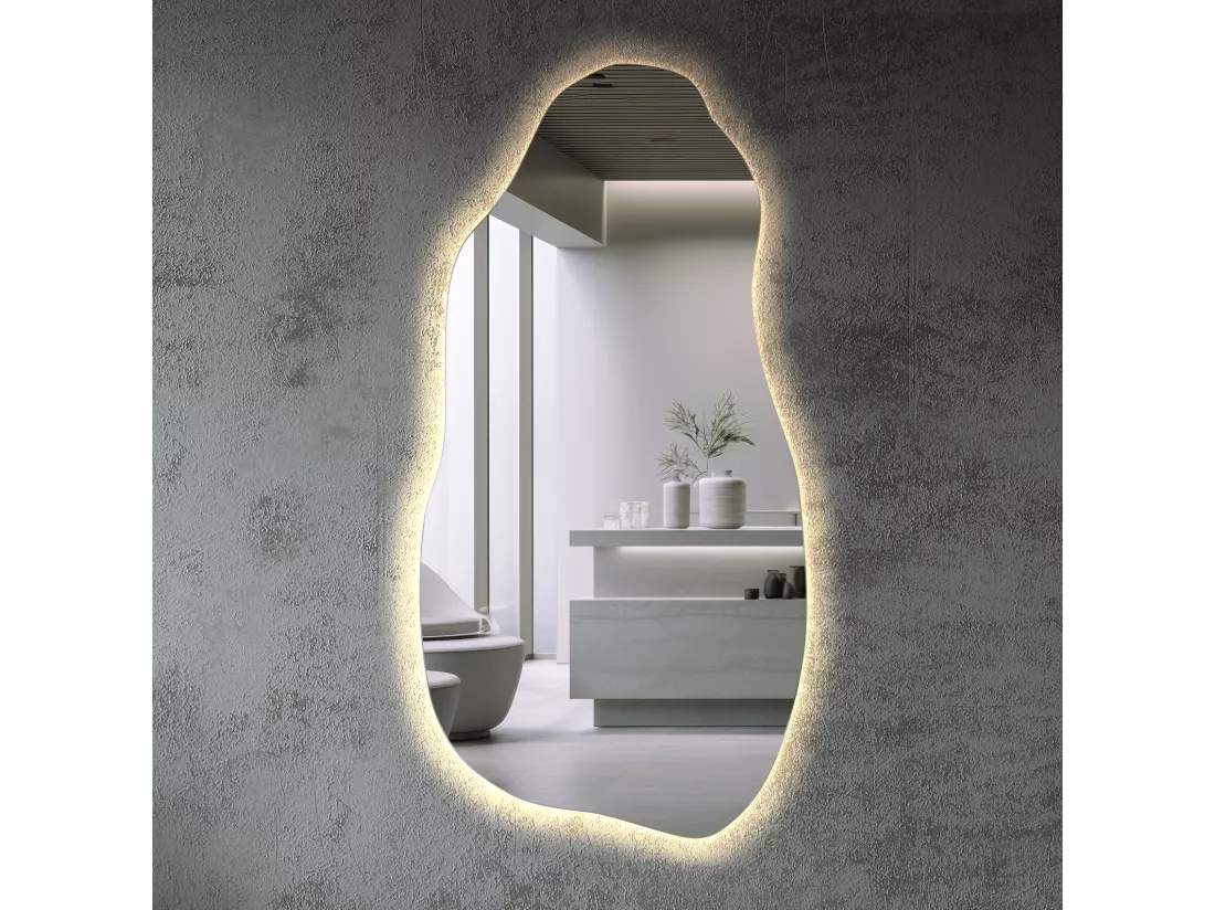 Miroir LED Lumineux Sans Cadre à Accrocher au Mur de la Maison 45 cm x 90 cm - lumière neutre