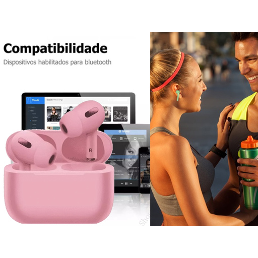 Fones de ouvido Bluetooth sem fio Klack com estojo de carregamento e capa protetora.