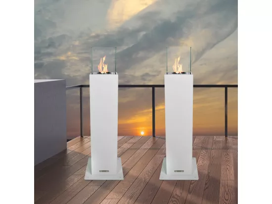 Cheminée à bioéthanol de jardin extérieur Capri 110 Blanc