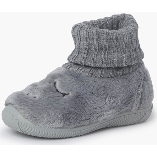 Pisamonas - Zapatillas Casa Osito Pelo Suave Calcetín Gris