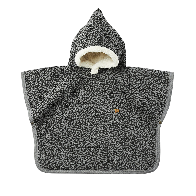 Teddy Poncho Leopard Grey