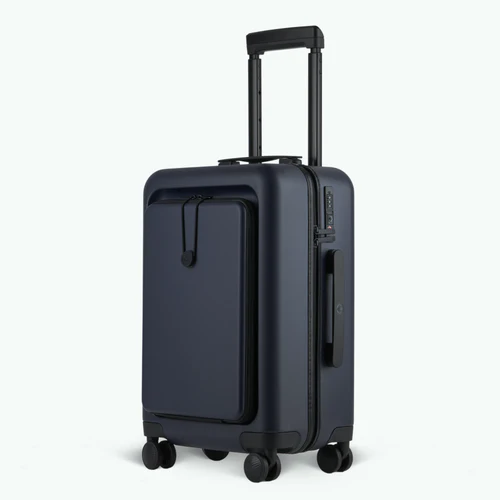 Valise rigide 4 roues CDG Pochette unie bleu marine