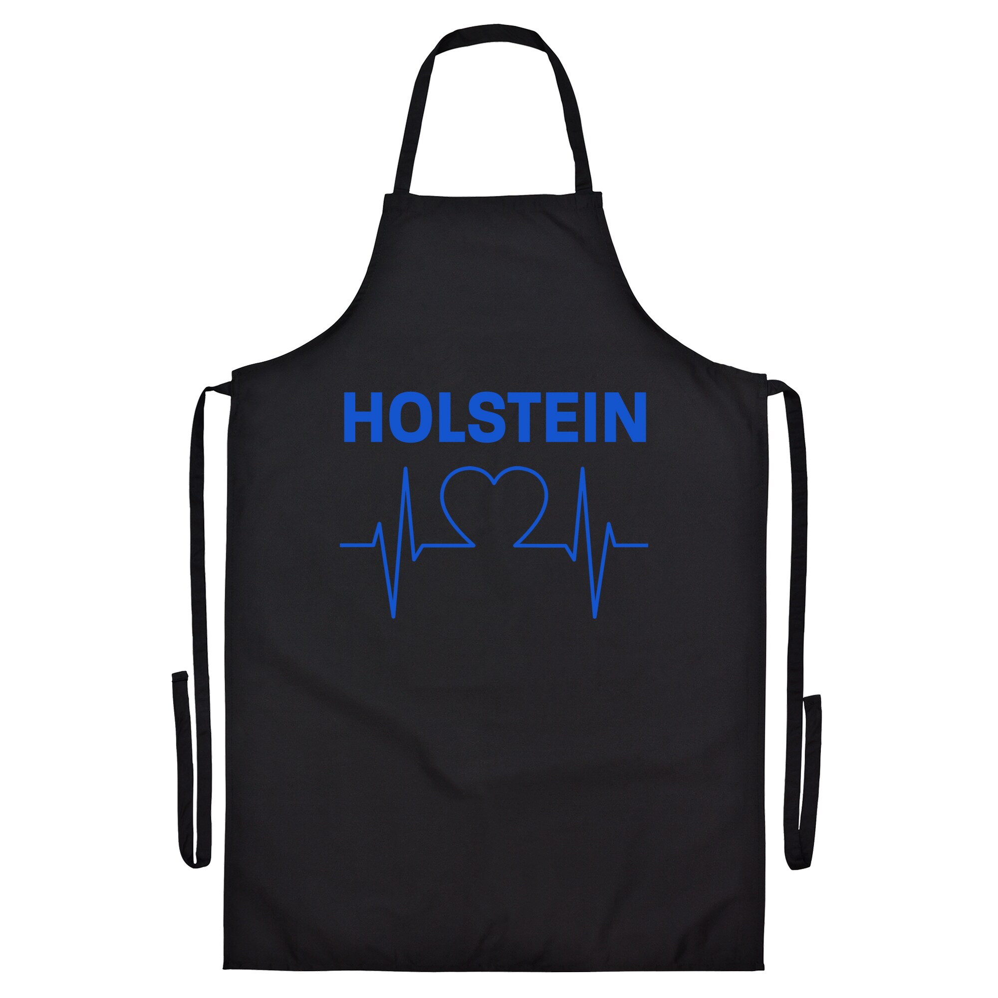 multifanshop® Grillschürze - Holstein - Herzschlag - Druck blau