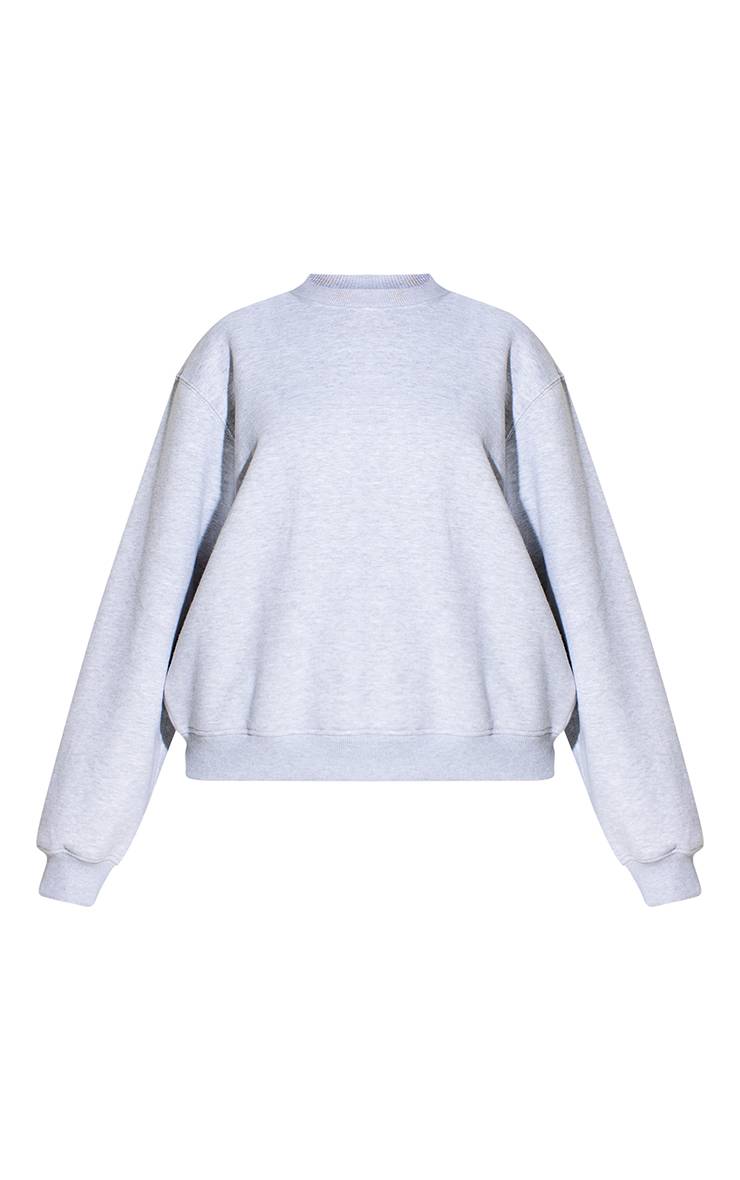 Gris Cendré Sweat-shirt Ample Col Rond Petite Taille