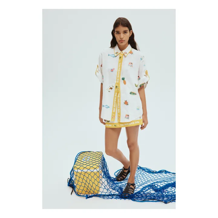 Alémais Chemise Brodée Blue Marlin Lin | Ecru