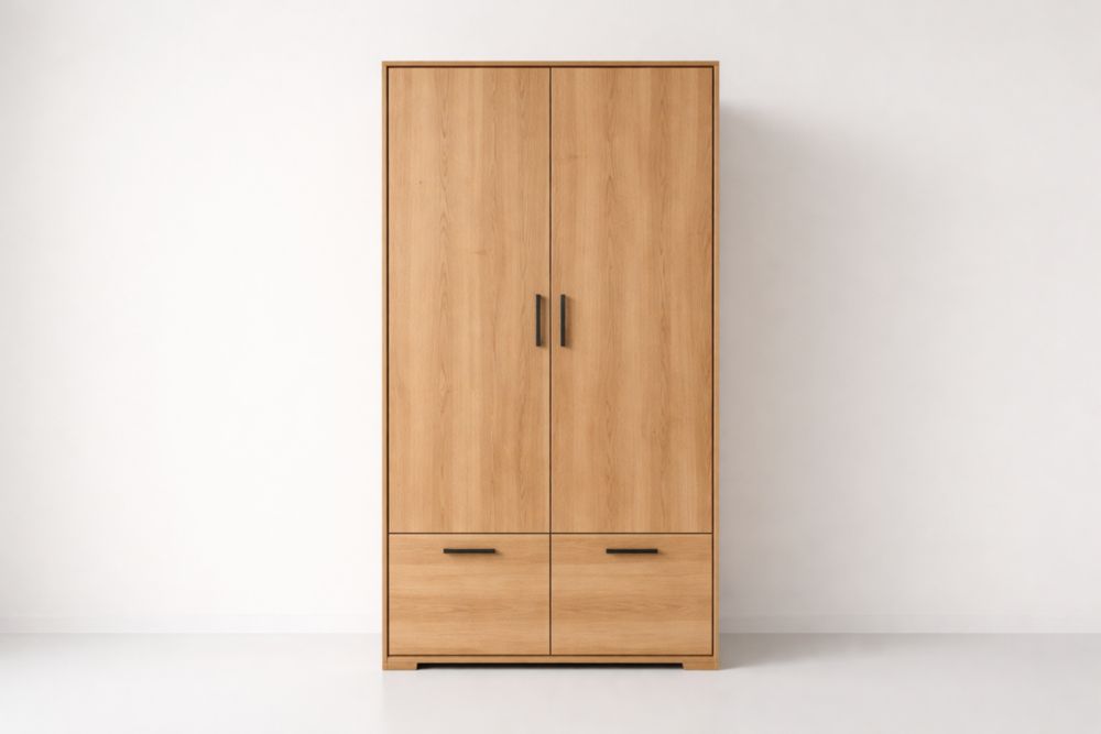 Kleiderschrank Eiche mit zwei Türen und Schubladen 200x100x50cm