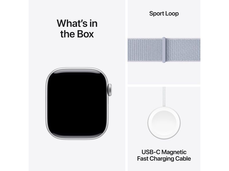 Apple Watch Series 10 42 mm Alu Silber Loop Blau Eine glatte Zehn