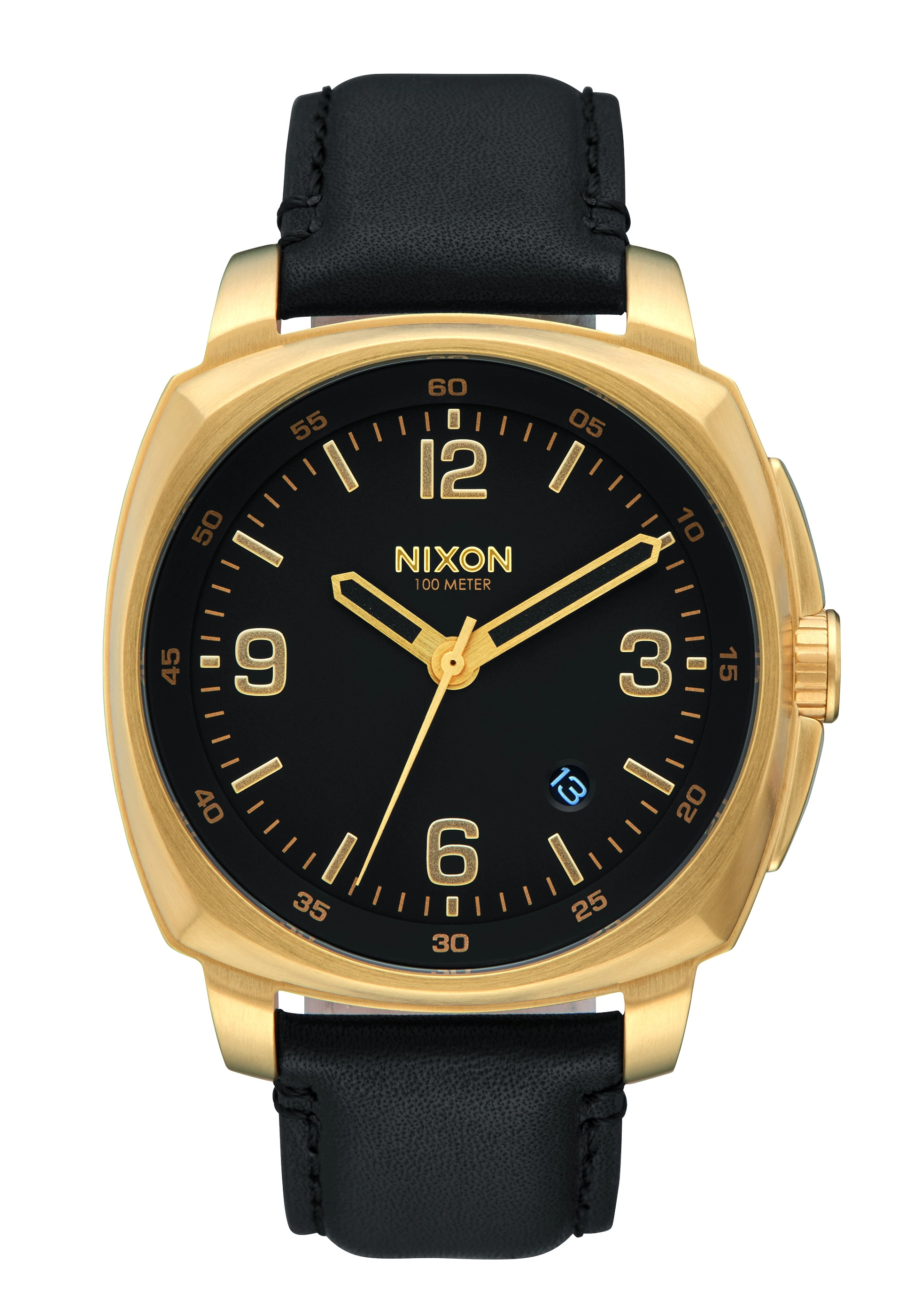 Nixon The Charger Leather Black / Saddle Gold A1077-513