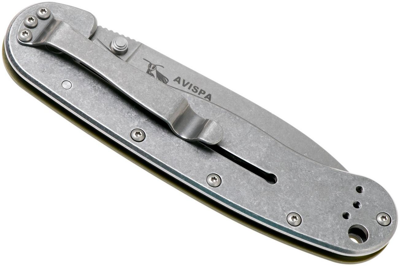 ESEE Avispa zakmes, stonewashed D2 blade, OD Green handle BRK1302OD