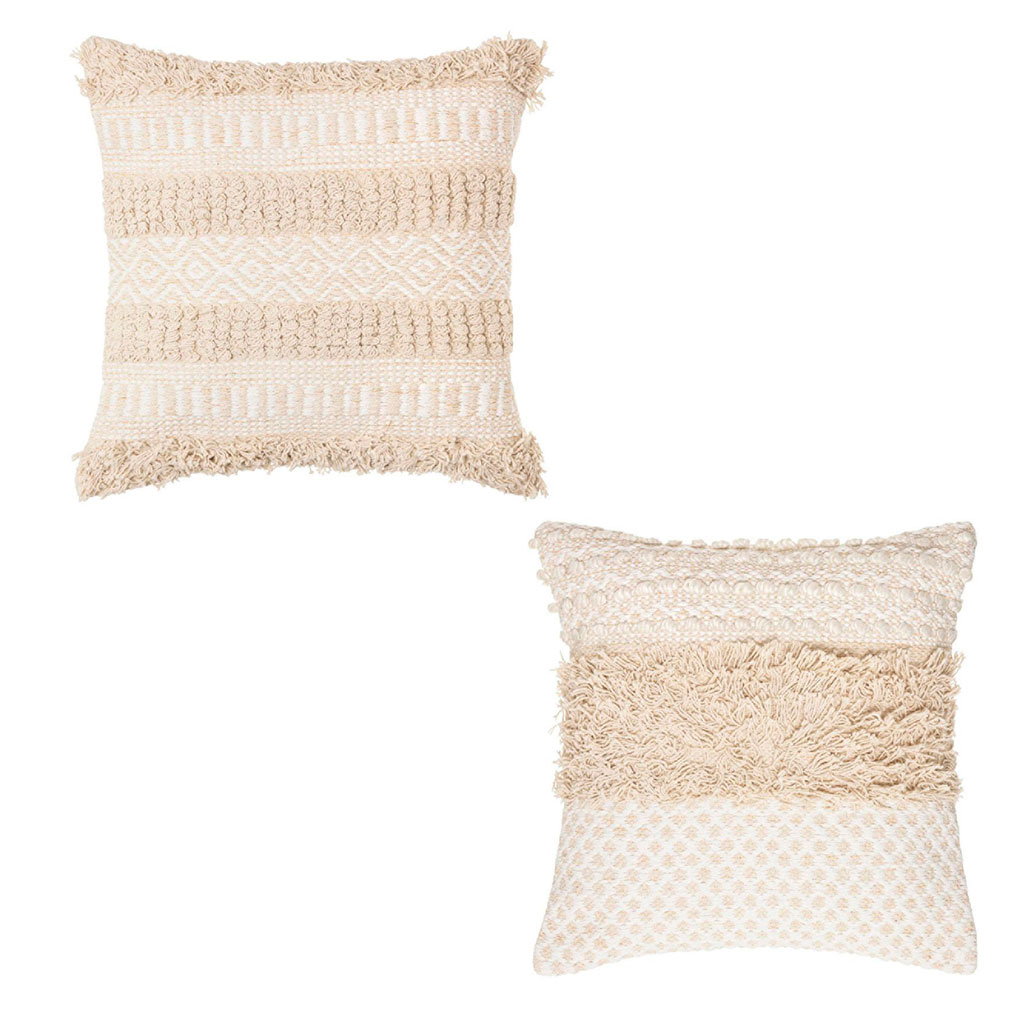 Coussin déco coton beige 40x40cm