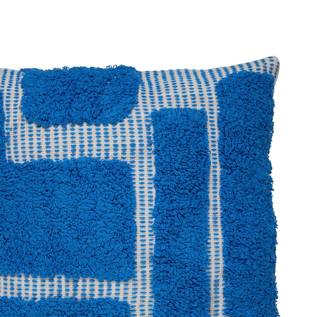 COUSSIN COTON TUFTE POPPY BLEU 50X50CM