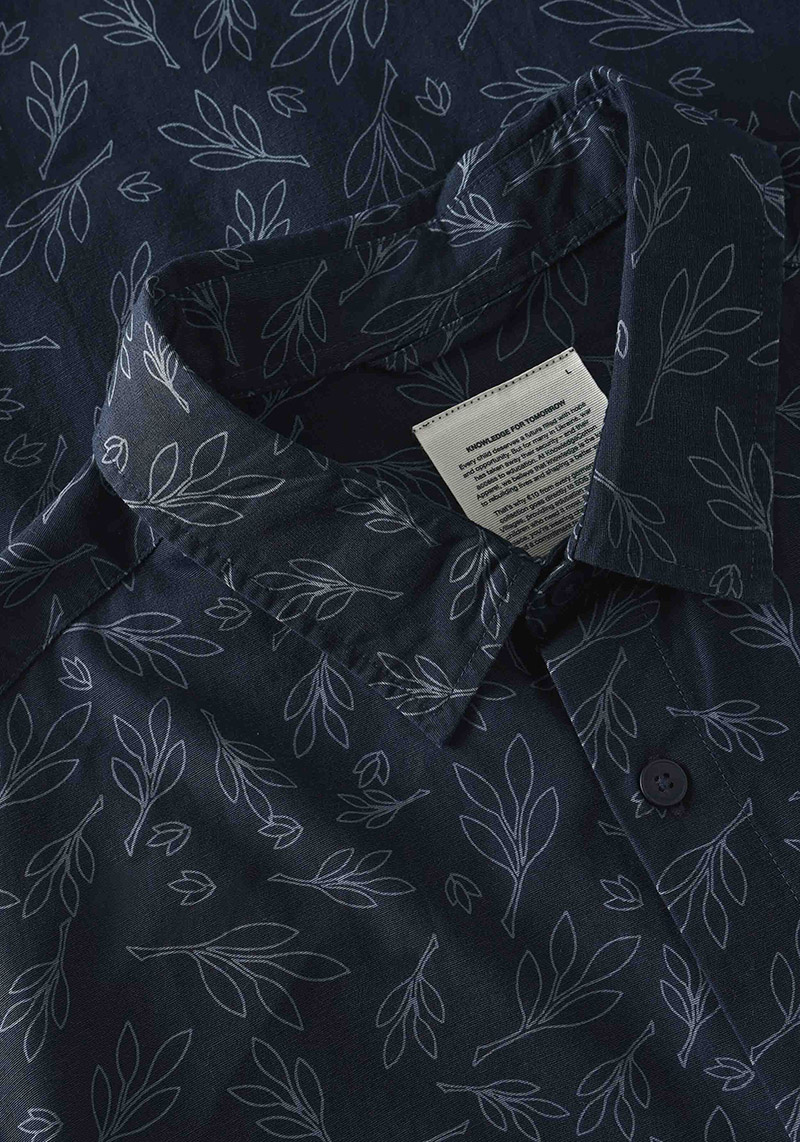 Knowledge Cotton Apparel Hemd SOS Tencel Printed Shirt Blue