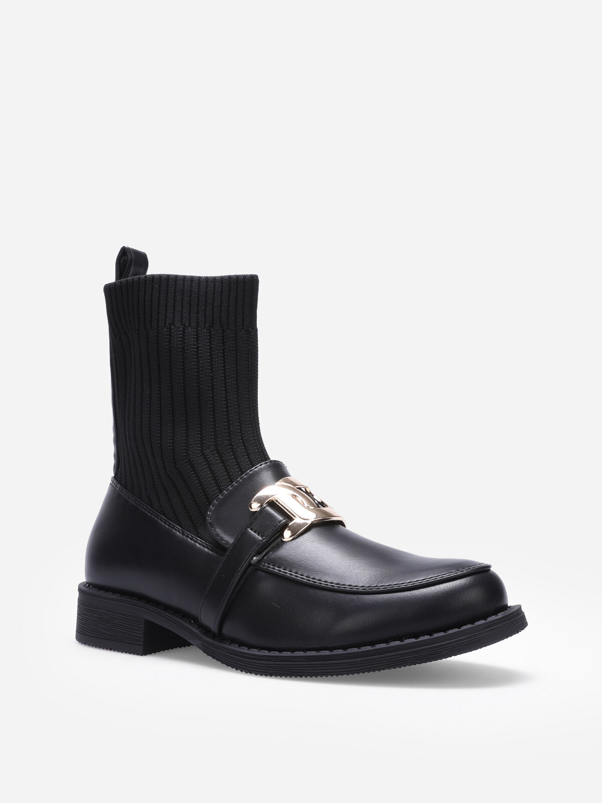 Bottines chaussettes style mocassins- Noir