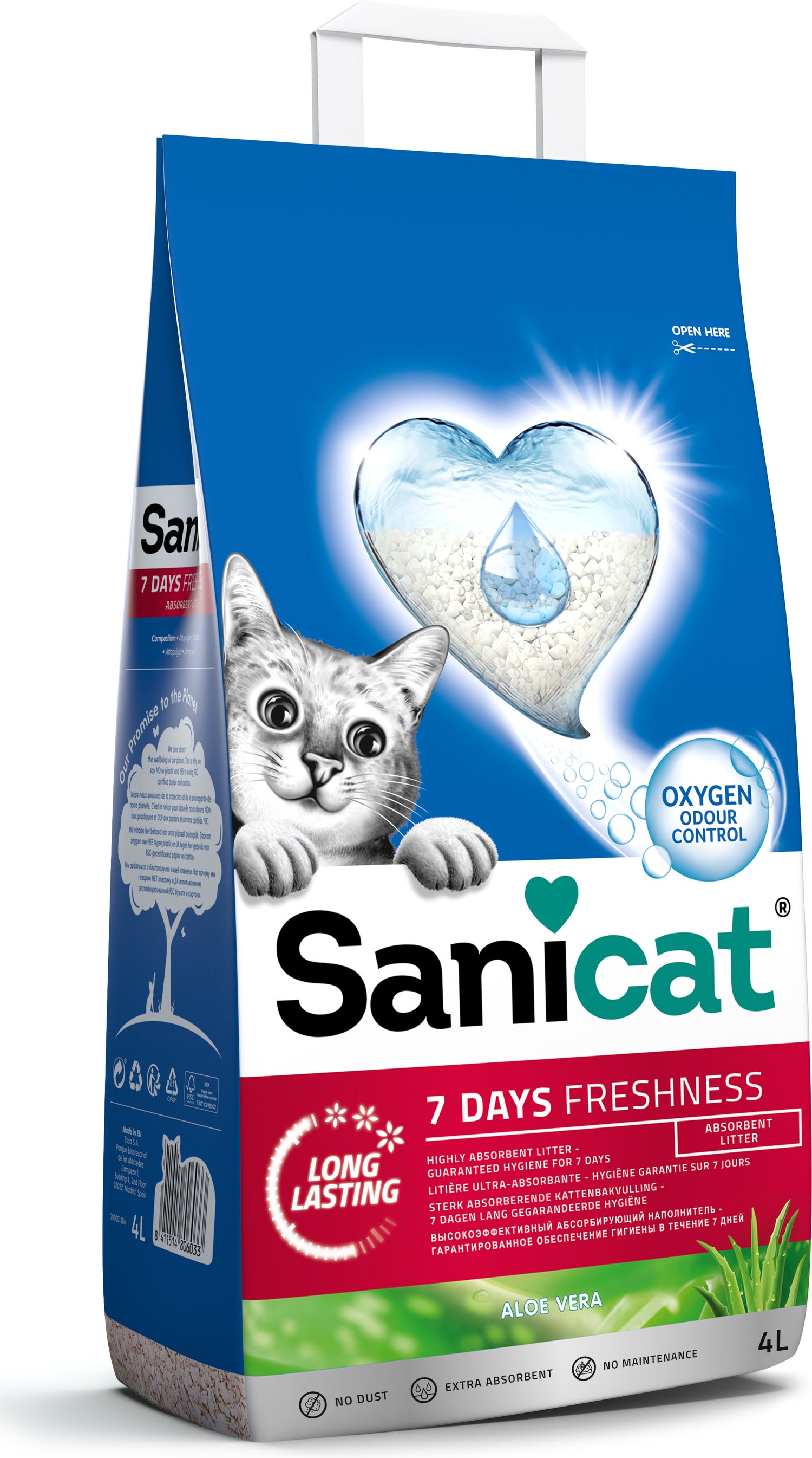 Sanicat kattenbakvulling 7 Days Aloë Vera 4 L