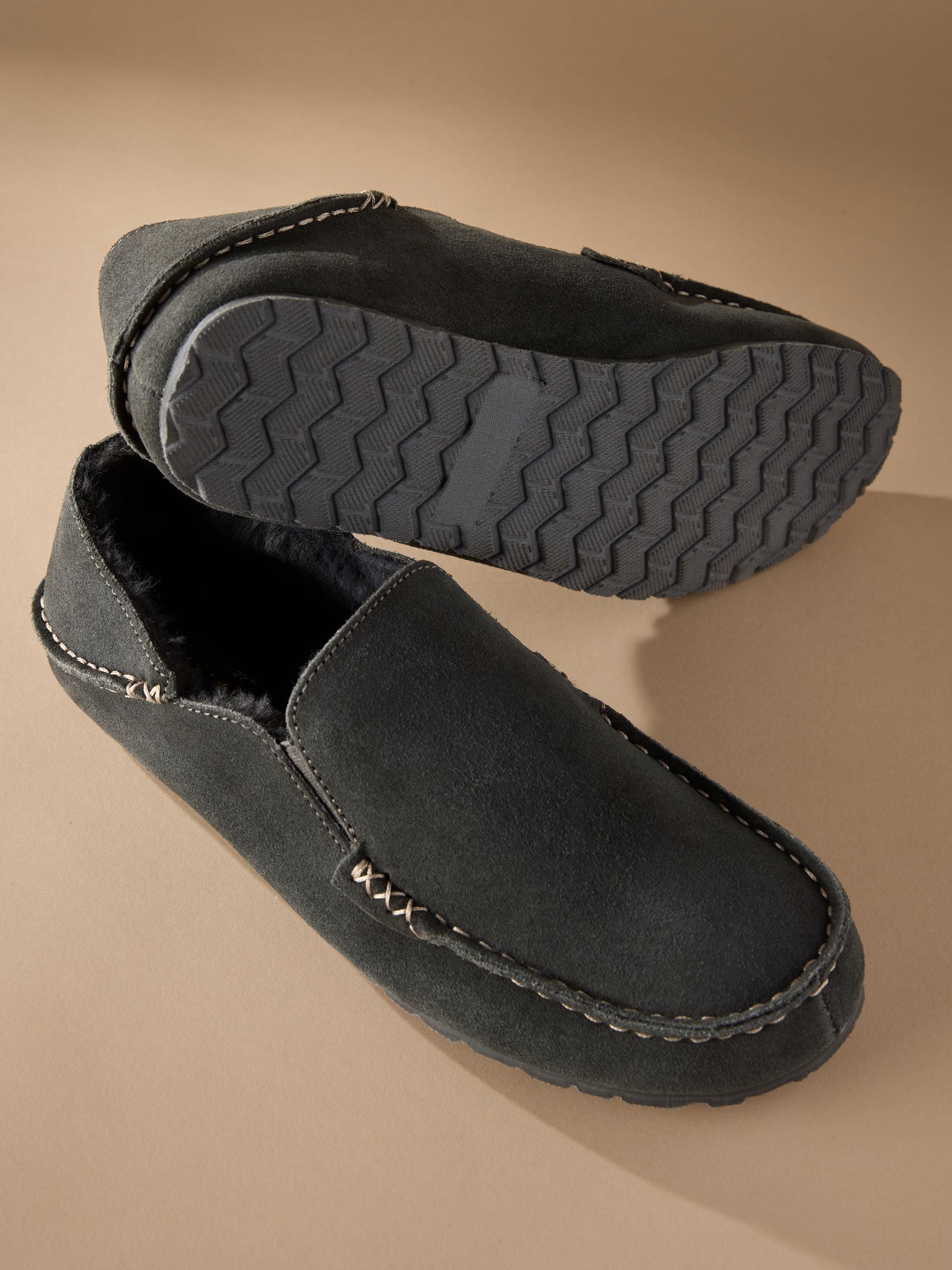 Grijs - Signature Kickdown suède moccasinpantoffels