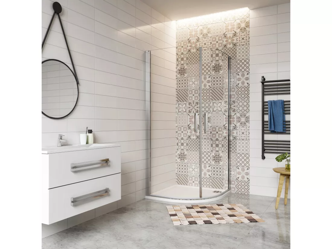 AICA Cabine de Douche Quart de Cercle 80x80x195 cm,Portes Pivotantes 180°, Verre Sécurisé 6 mm