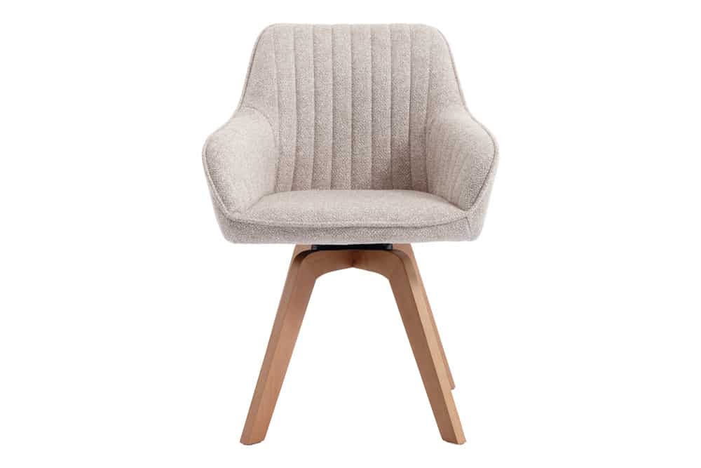 Design Stuhl LIVORNO beige Strukturstoff Massivholzbeine drehbar Auto-Return-Funktion