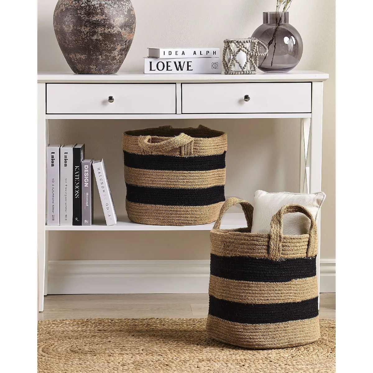 Beliani Paniers GEREDE en jute beige et noir