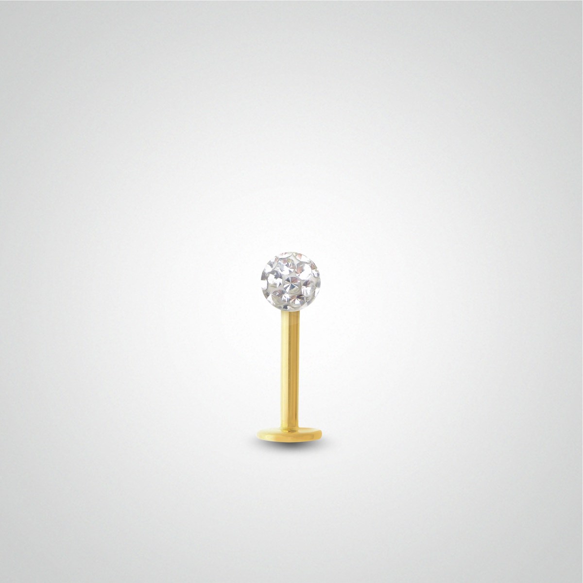 Piercing hélix or jaune et cristal de Swarovski blanc