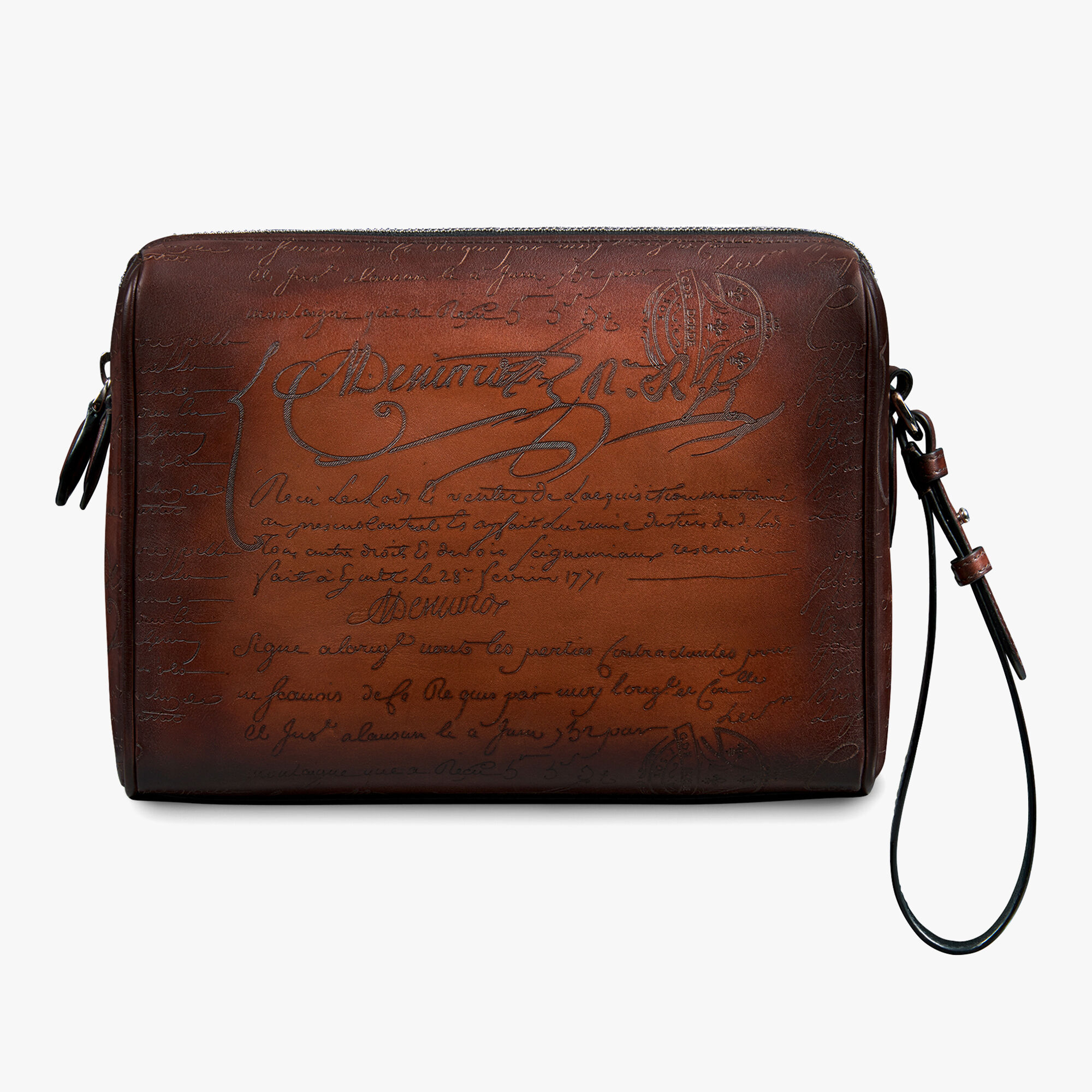 Pochette Zippee Rosewood En Cuir Scritto