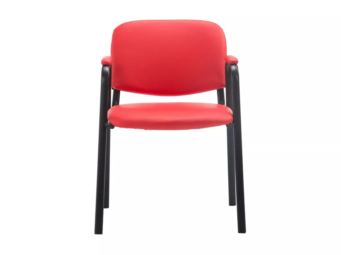 Chaise de conférence - Similicuir & Métal noir mat - Rouge - Ken Pro