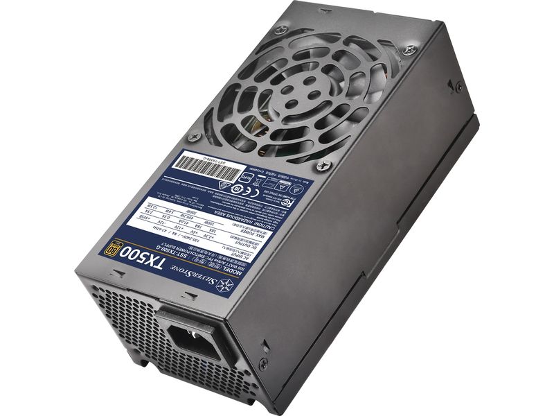 SilverStone Netzteil TX500 Gold 500 W TFX-Netzteil mit geräuscharmen 80-mm-HYB-Lüfter