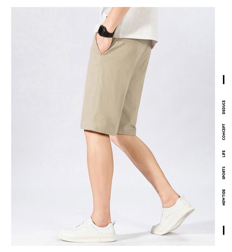 Lefitt - Effen shorts met elastische taille