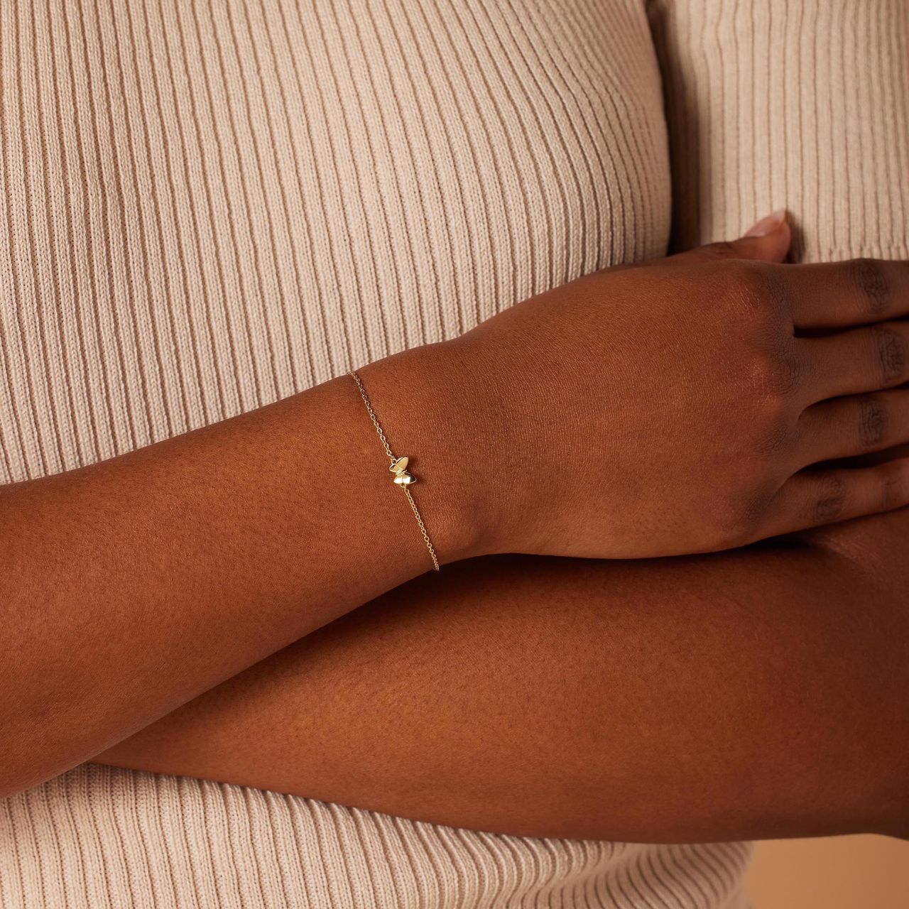 Zilveren goldplated armband vlinder