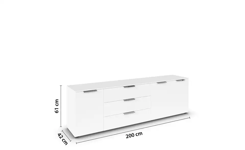 Sideboard Weiß Front: Dekor, Oberboden: Dekor Weiß verchromt