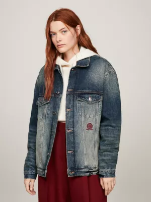 Jaqueta jeans trucker Crest Boxy Fit para ambos os sexos