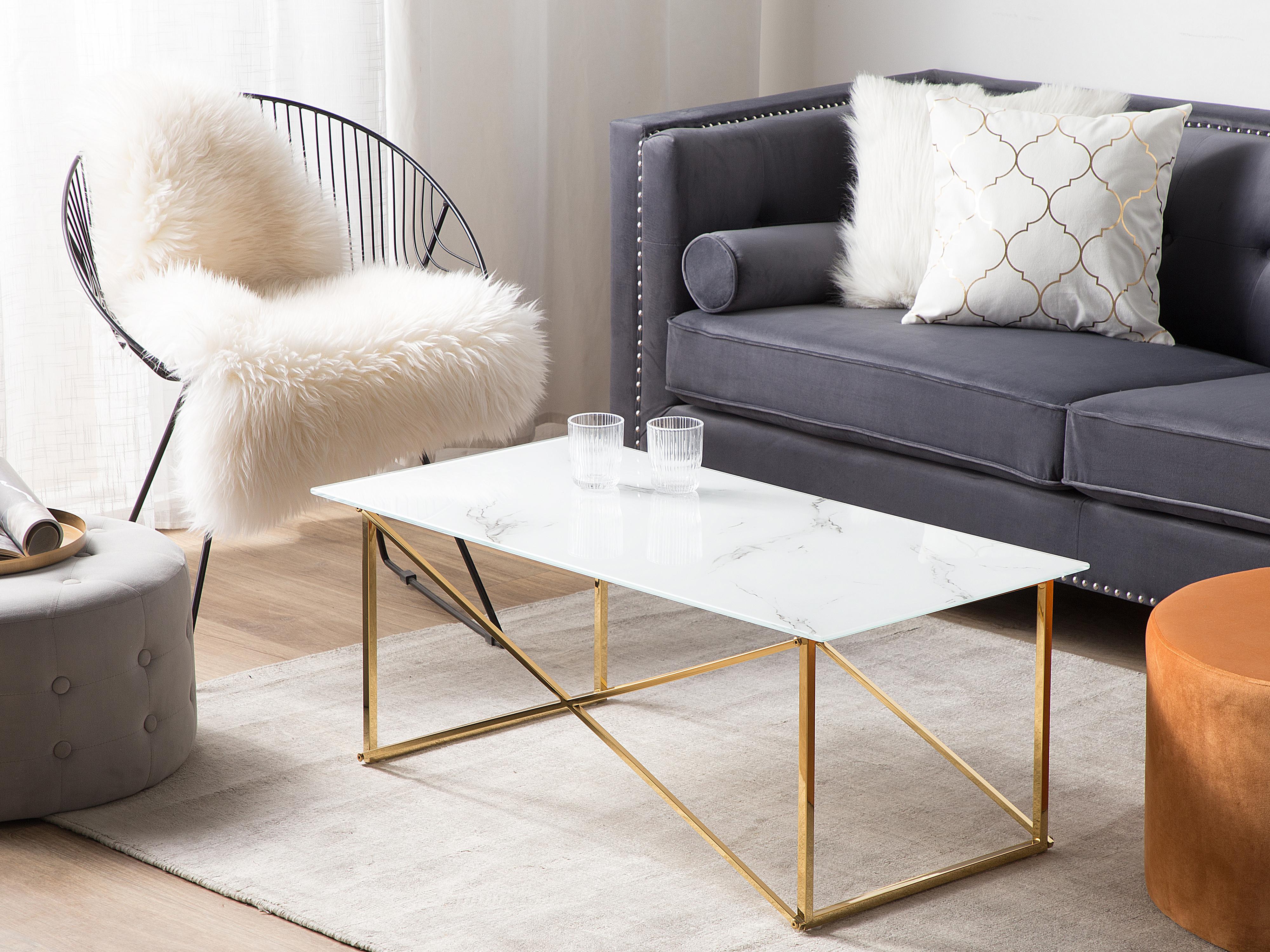 Salontafel EMPORIA Veiligheidsglas Marmer/goud
