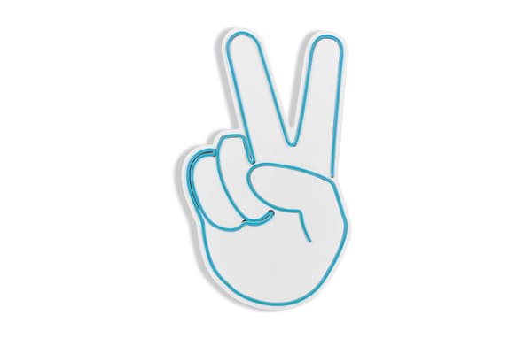 Dekorativt plast LED-belysning Victory Sign - Blå