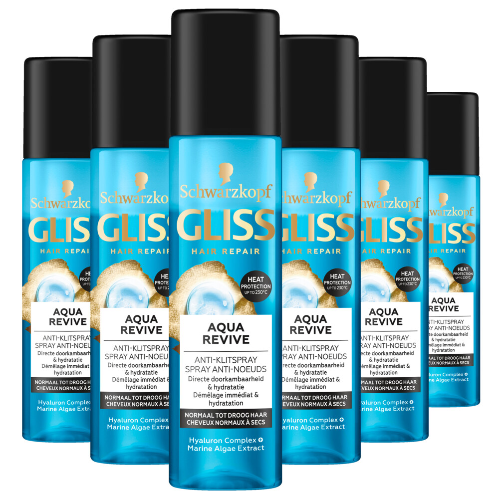 6x Gliss Aqua Revive Anti-Klit Spray200 ml