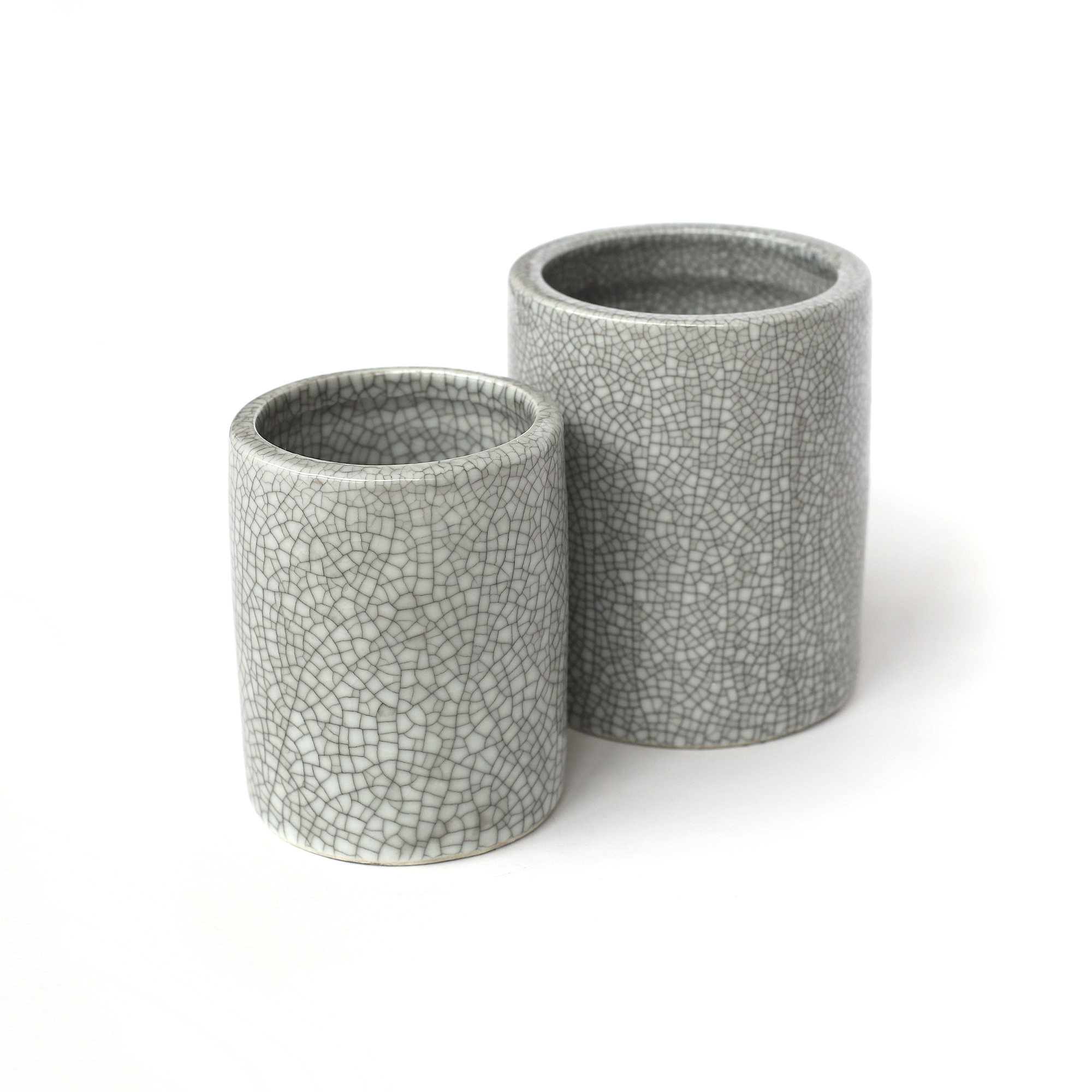 Keramikvase 'Craquelé', grau, Ø 10 cm, H 13 cm von fischer's lagerhaus