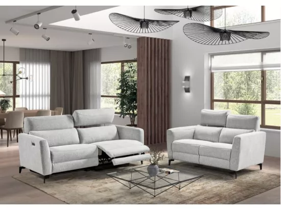 Canapé de relaxation électrique en tissu Bakay-Couleur Gris clair-Système Fixe - sans relax-2 places