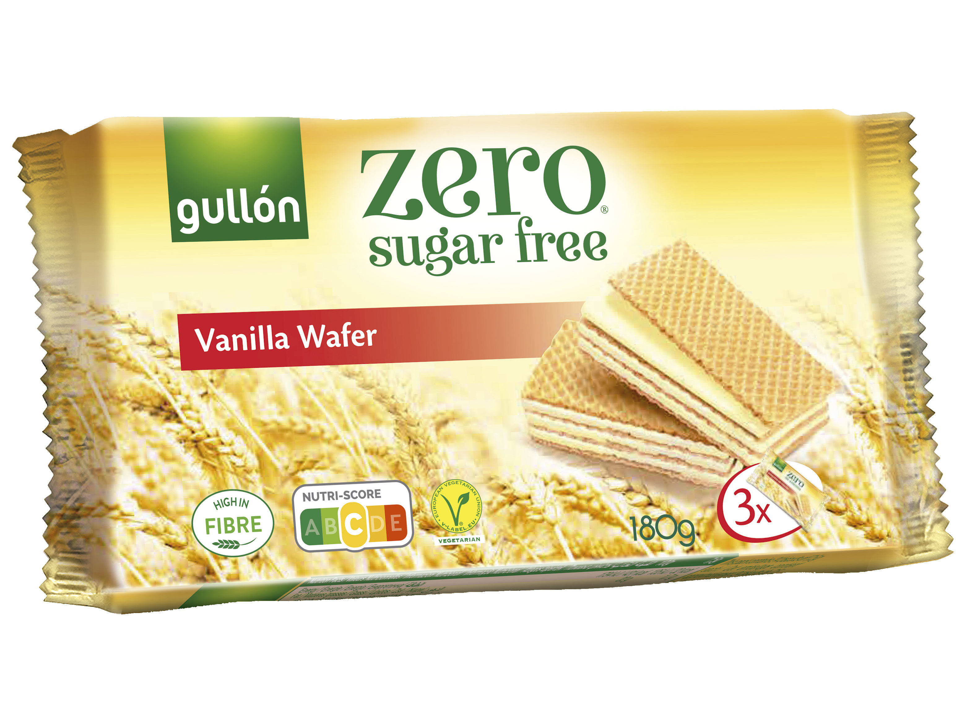 BOLACHA GULLON WAFFERS ZERO SEM AÇÚCAR 3X60G