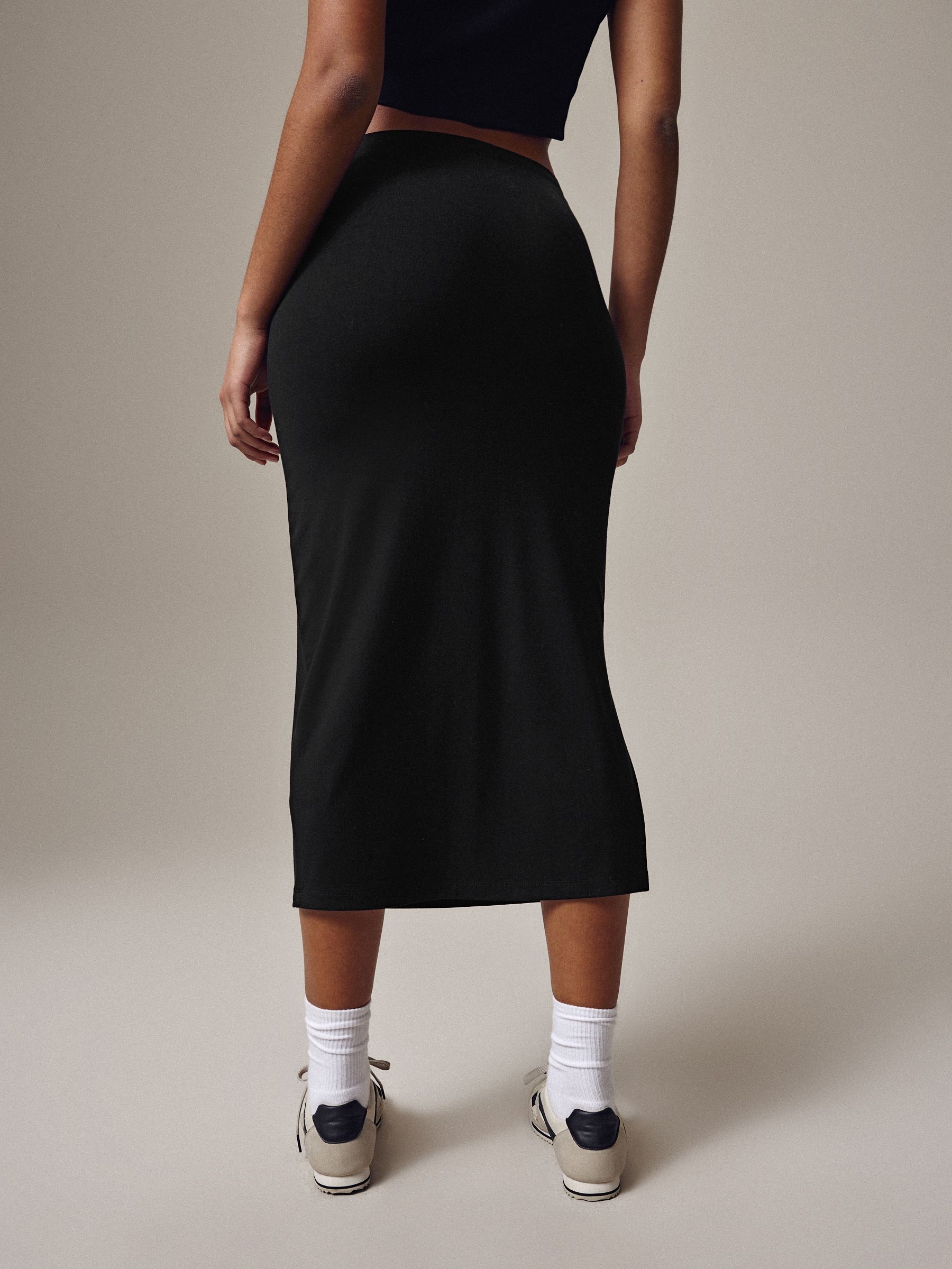 Zwart - Jersey midirok