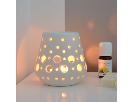 ZEN AROME - Diffuseur d'huiles essentielles Brûle parfum en céramique loob blanc