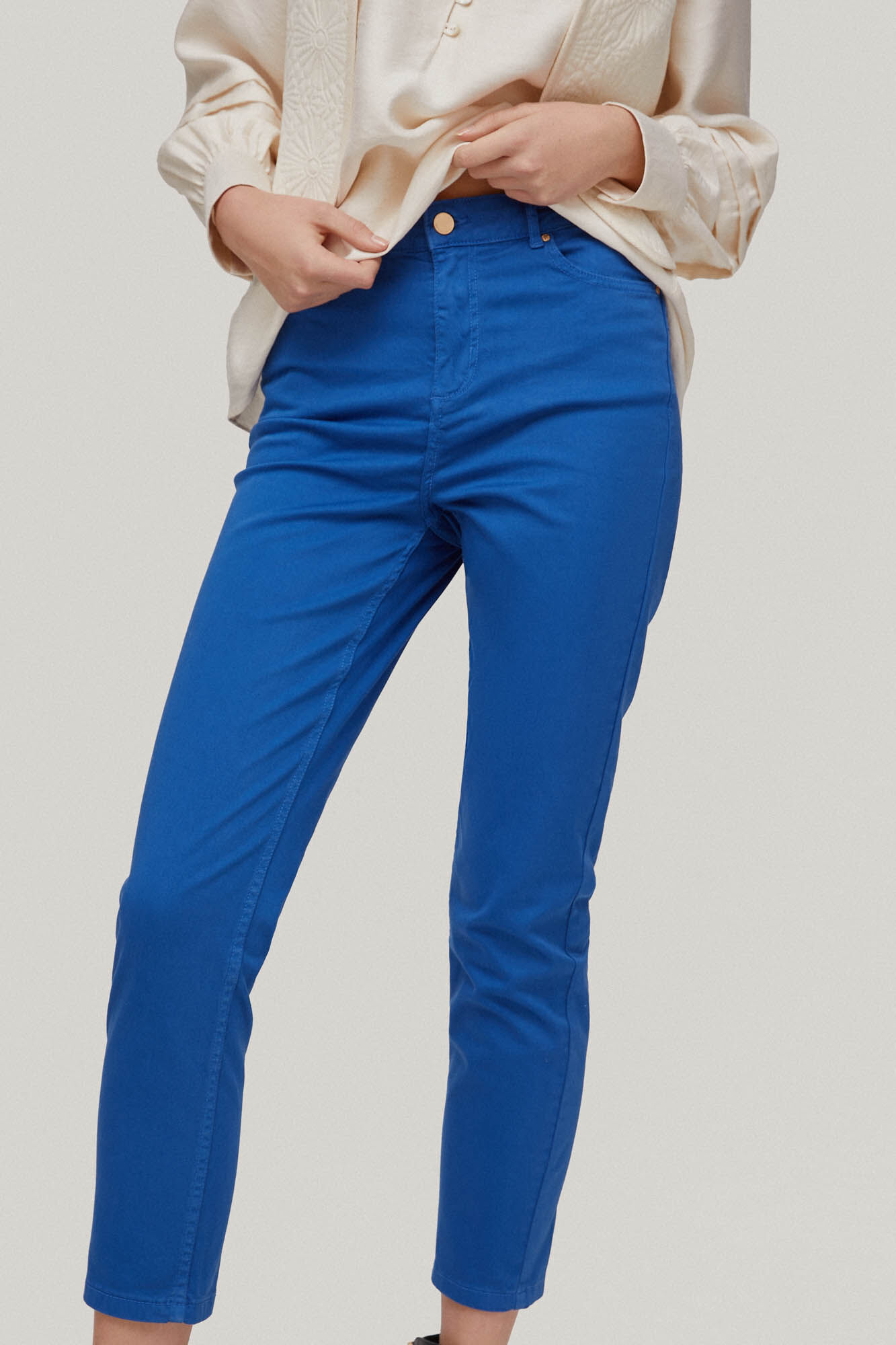 Calça push-up de cetim - Turquesa