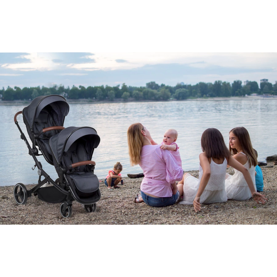 babyGO Geschwisterwagen Twinner Grey