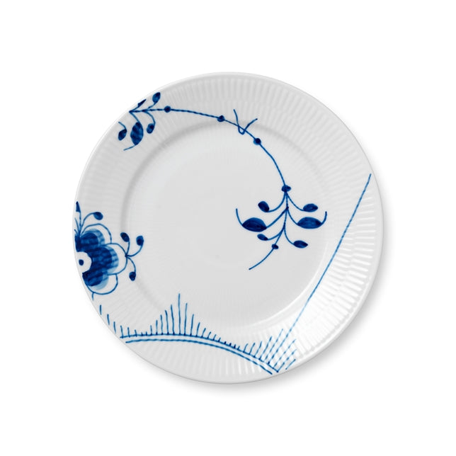 Royal Copenhagen  Blå Mega riflet tallerken, deko 2 - 22 cm.