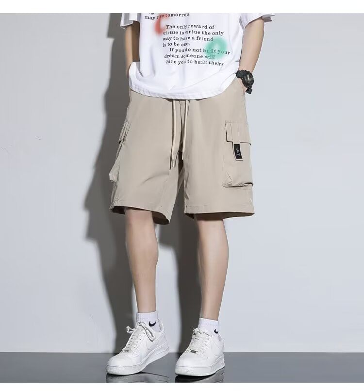 jaywoon - Effen cargoshorts met trekkoordtaille