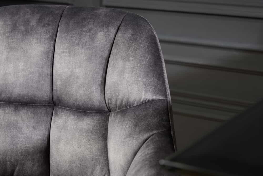 Drehbarer Barhocker PAPILLON grau Samt Barstuhl mit Lehne schwarze Metallbeine