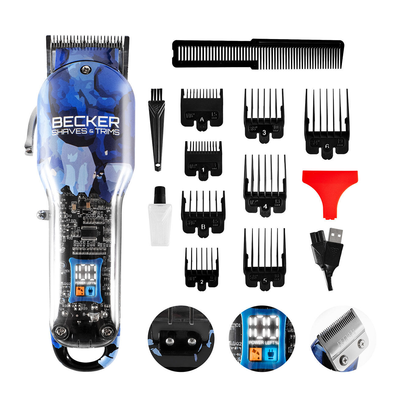 Becker Shaves & Trims Tondeuse sans fil cheveux et barbe blue motion bleue