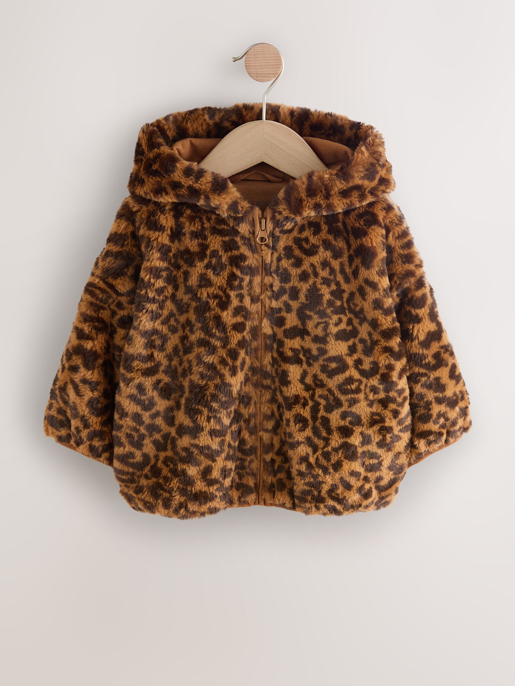 Bruin luipaardprint - Jack met rits van imitatiebont (3mnd -7jr)