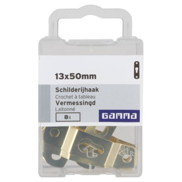 GAMMA Schilderijhaak 13x50 mm vermessingd 8 stuks