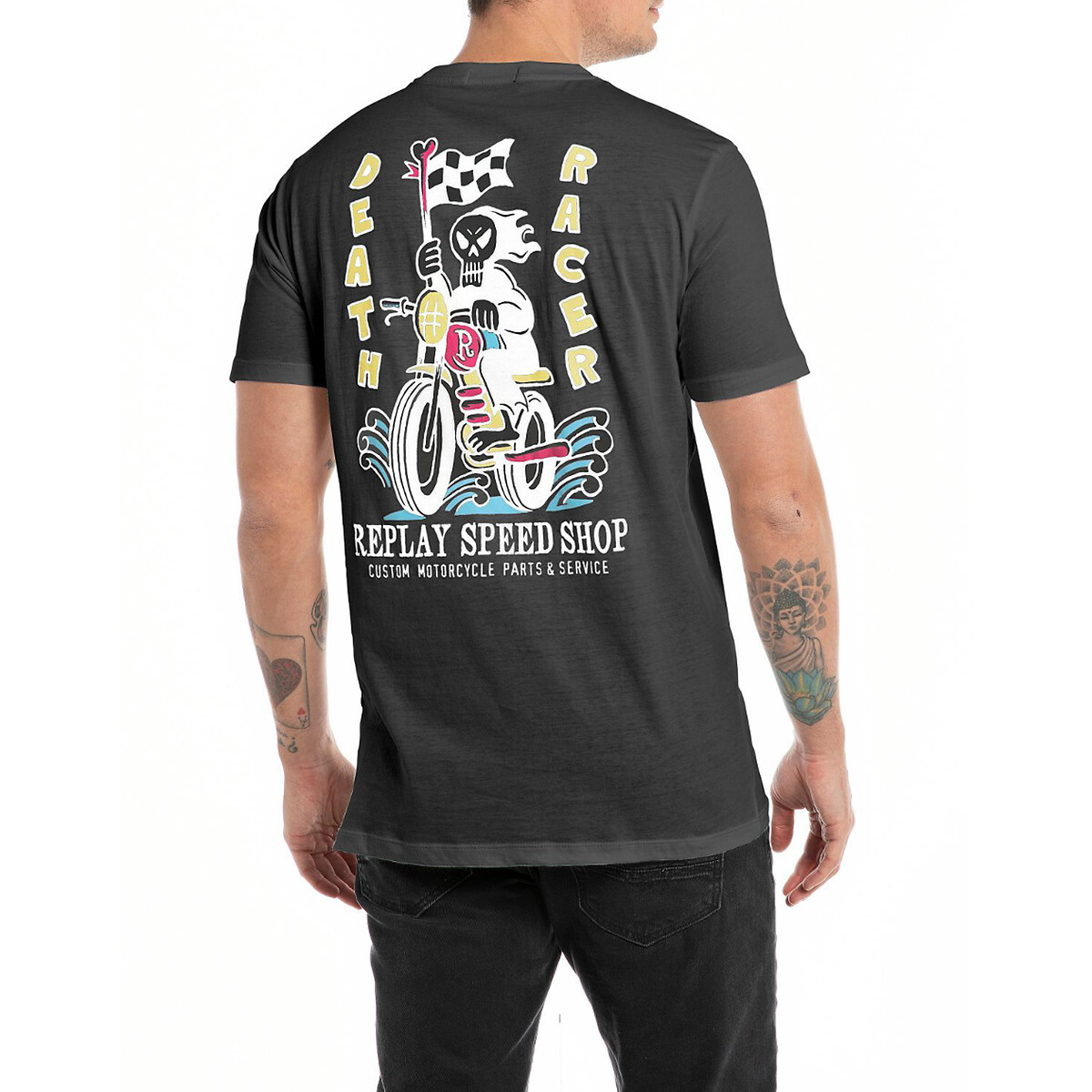REPLAY<br>Camiseta reta com estampa na frente e nas costas