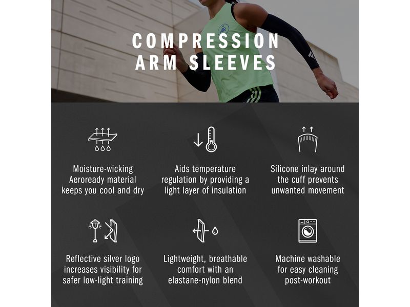 adidas Compression Arm Sleeves Schwarz, S-M Kompressionsärmel für Training und Wettkampf