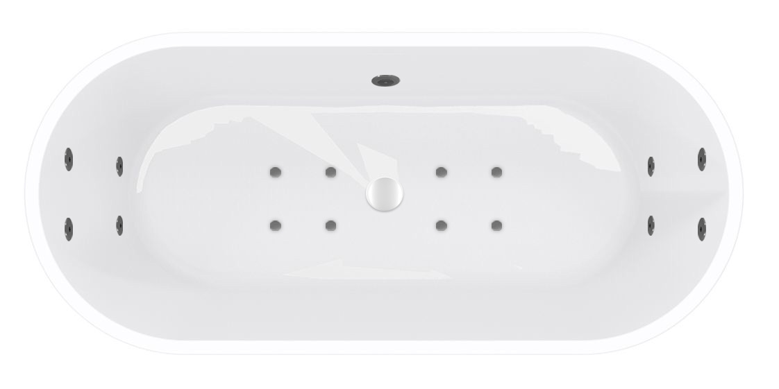Mueller Monica bubbelbad 178x80cm elektronisch met 8 hydrojets en 8 aerojets RVS