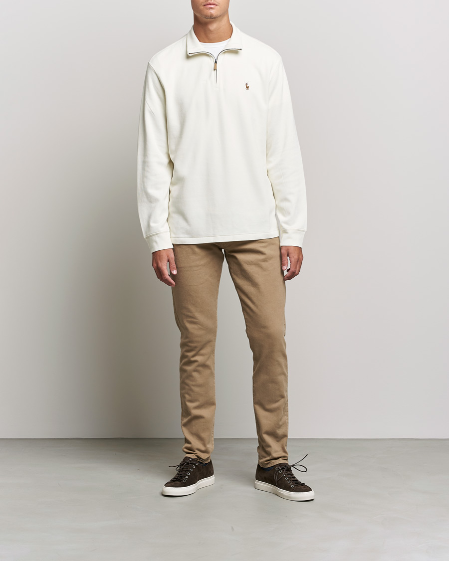 Polo Ralph Lauren Double Knit Jaquard Half Zip Sweater Parchment Cream